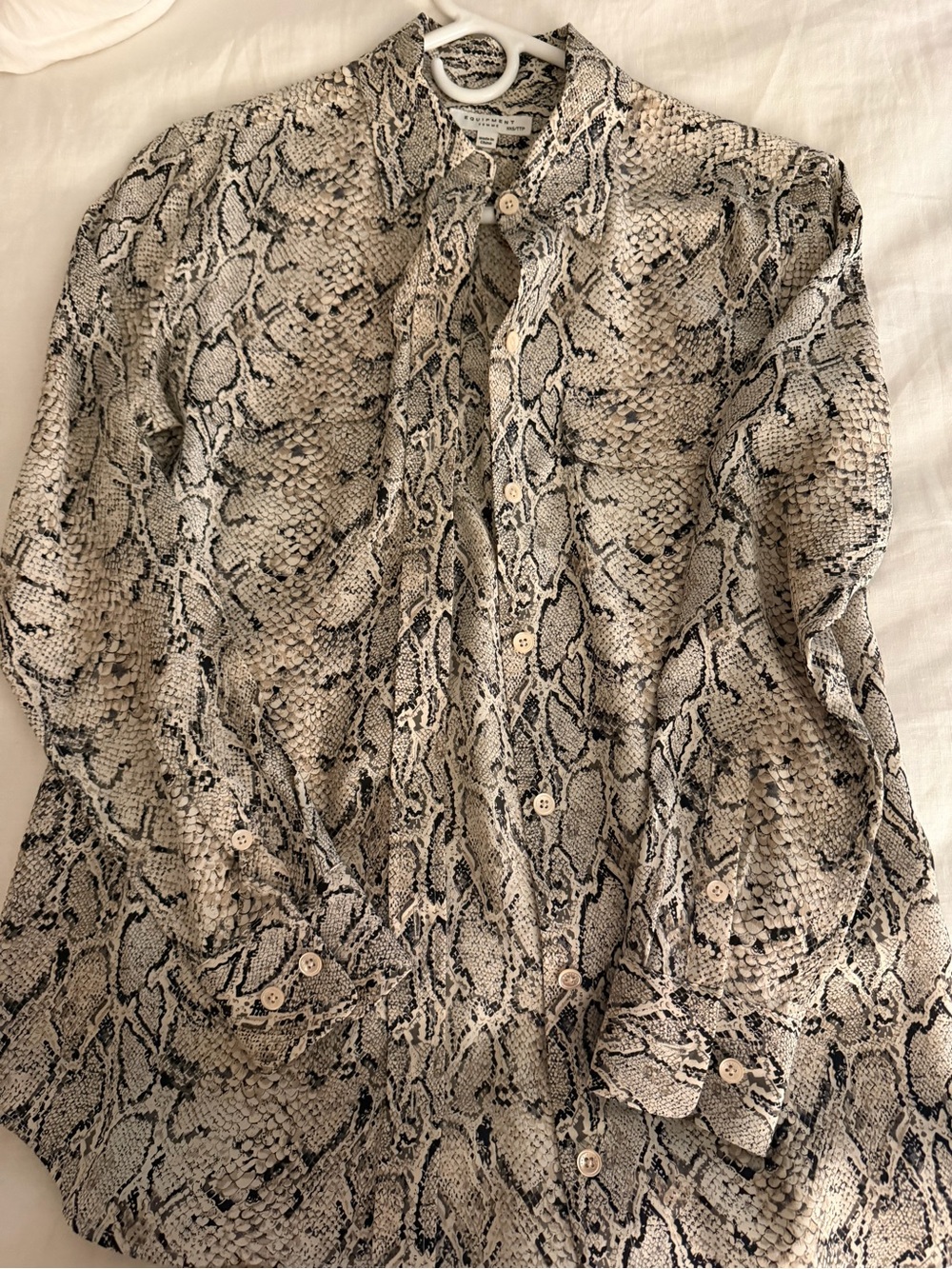 Women’s Silk Snake Print Button-Down Blouse -